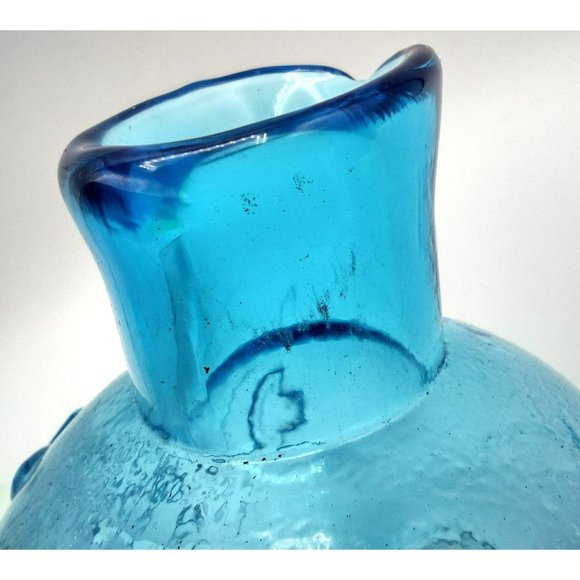 Vintage Glass Pitcher Kanawha Blue Grape Leaf Design, Charming Piece 4 Inch - Picture 4 of 12